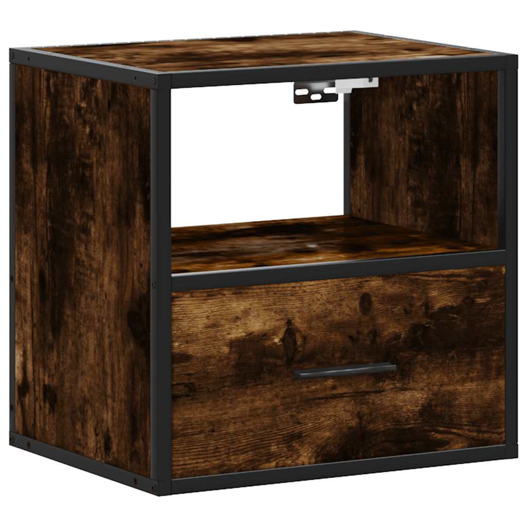Smoked Oak Wall-mounted Bedside Cabinet 40x31x39.5 cm