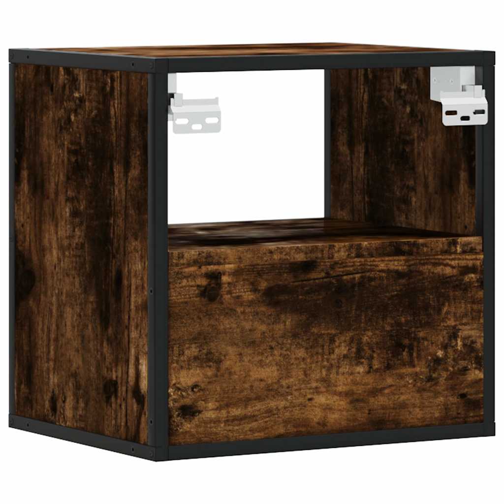 Smoked Oak Wall-mounted Bedside Cabinet 40x31x39.5 cm