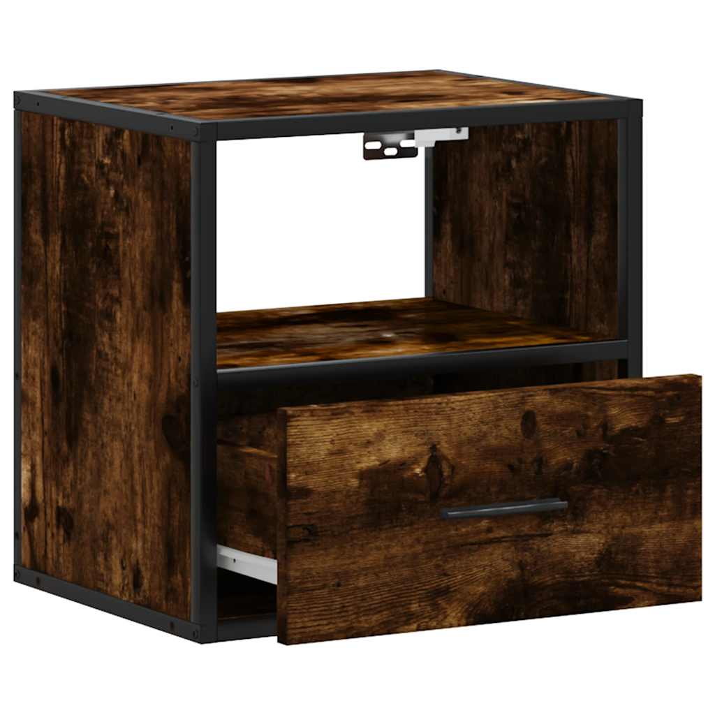 Smoked Oak Wall-mounted Bedside Cabinet 40x31x39.5 cm