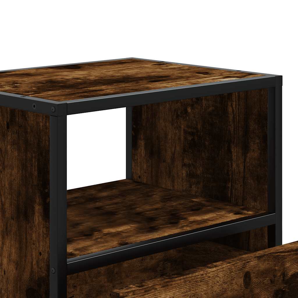 Smoked Oak Wall-mounted Bedside Cabinet 40x31x39.5 cm