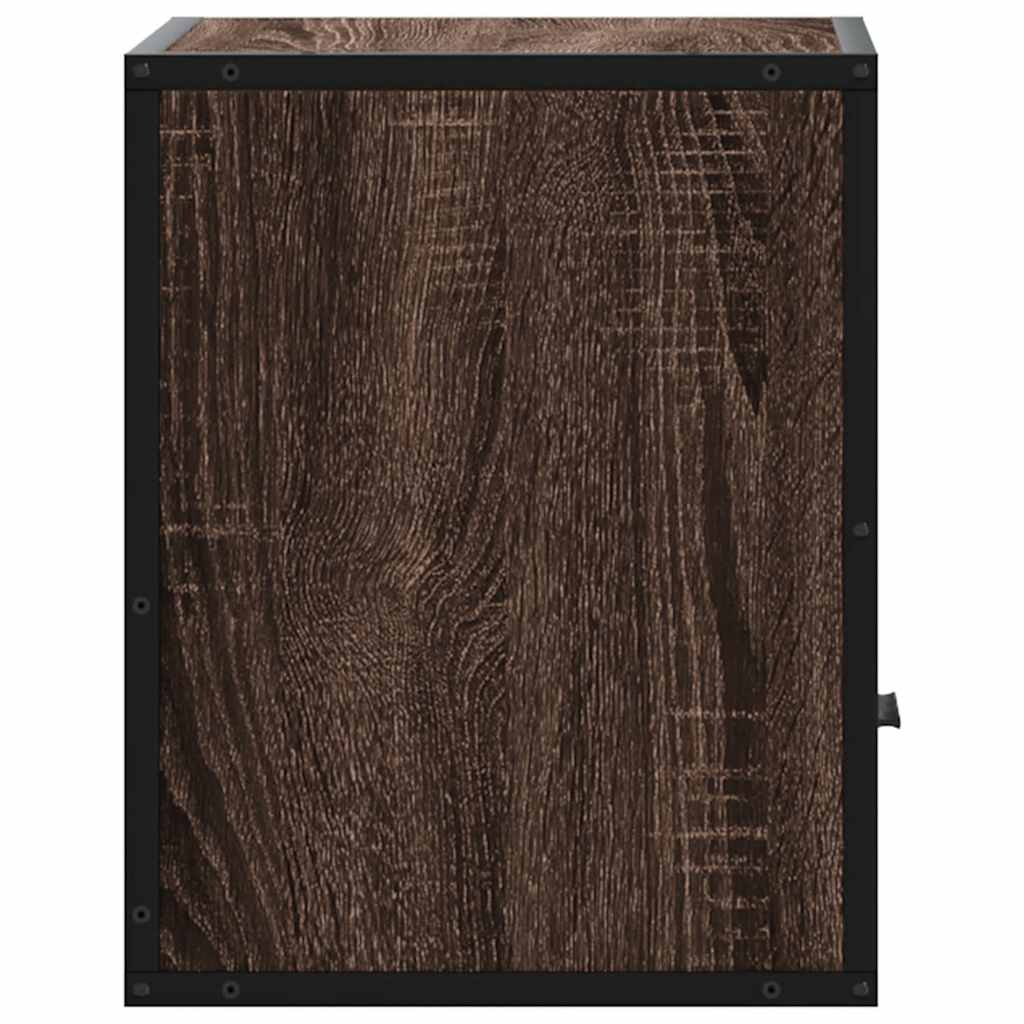 Brown Oak Wall-Mounted Bedside Cabinet, 40x31x39.5 cm