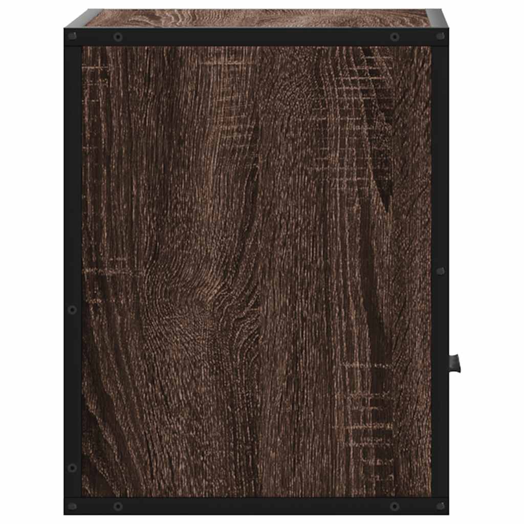 Brown Oak Wall-Mounted Bedside Cabinets—Set of 2, 40x31x39.5 cm