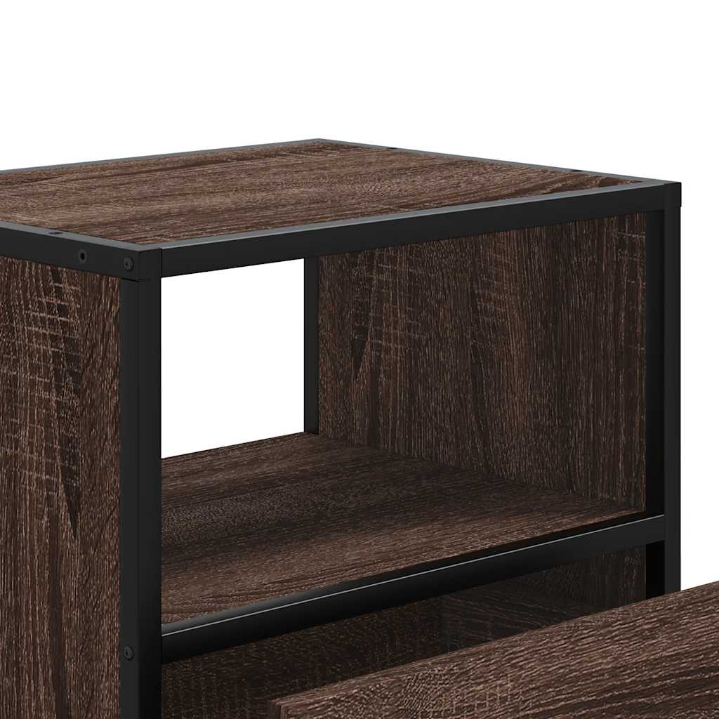 Brown Oak Wall-Mounted Bedside Cabinets—Set of 2, 40x31x39.5 cm
