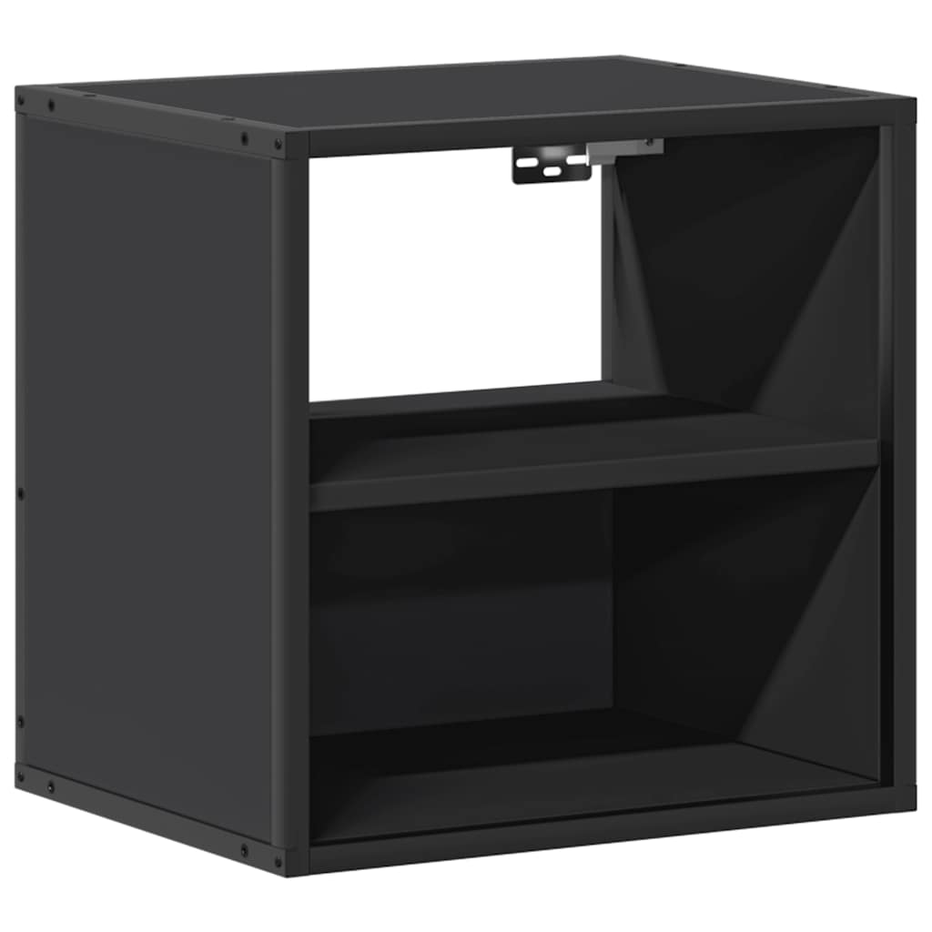 Sleek Black Wall-Mounted Bedside Cabinets Set of 2 - 40x31x39.5 cm