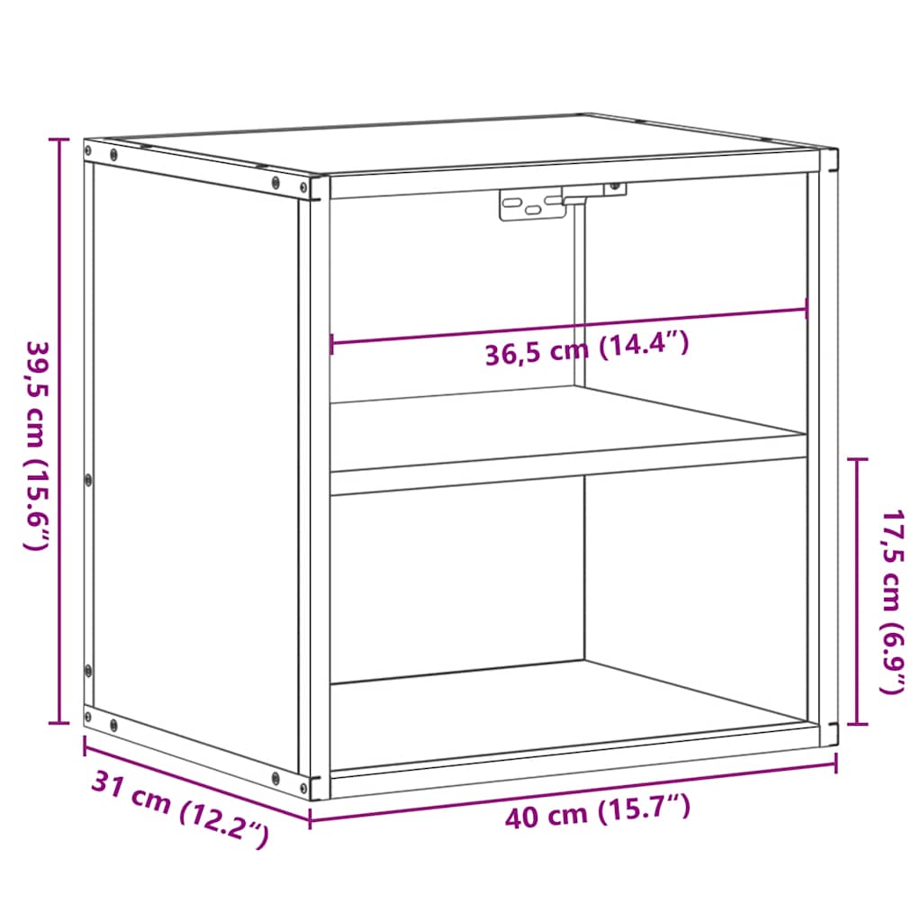 Sonoma Oak Wall-Mounted Bedside Cabinet 40x31x39.5 cm