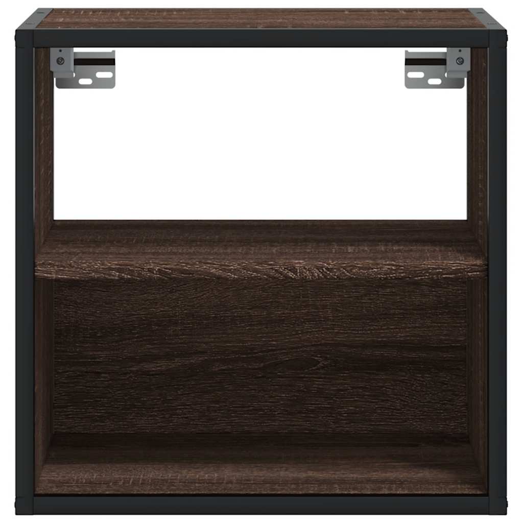 Brown Oak Wall-Mounted Bedside Cabinets Set of 2 - 40x31x39.5 cm