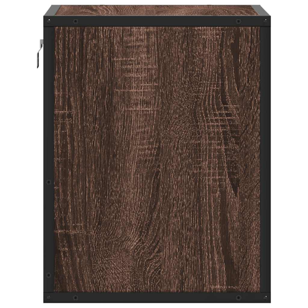 Brown Oak Wall-Mounted Bedside Cabinets Set of 2 - 40x31x39.5 cm
