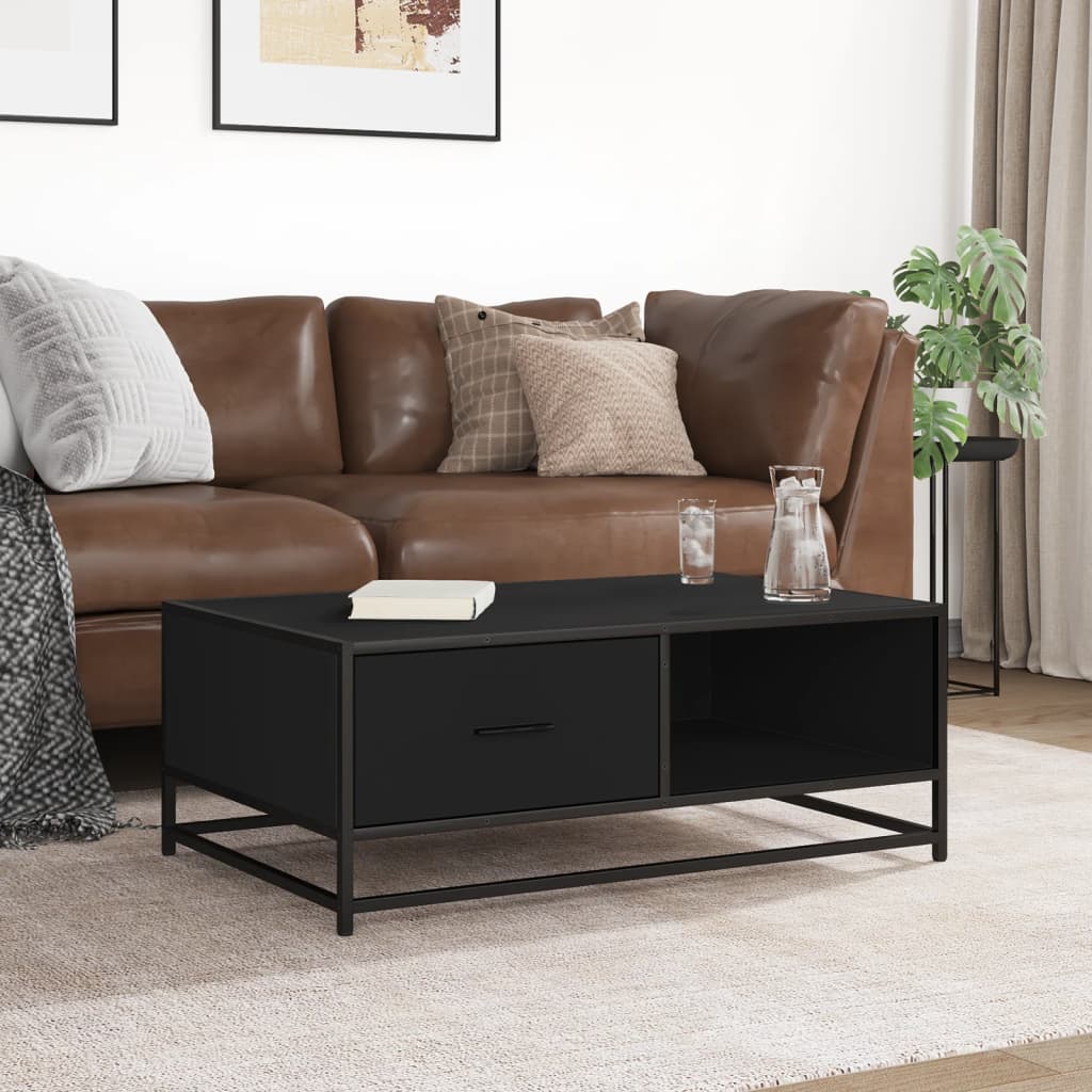Coffee Table Black 90x57x35 cm Engineered Wood and Metal