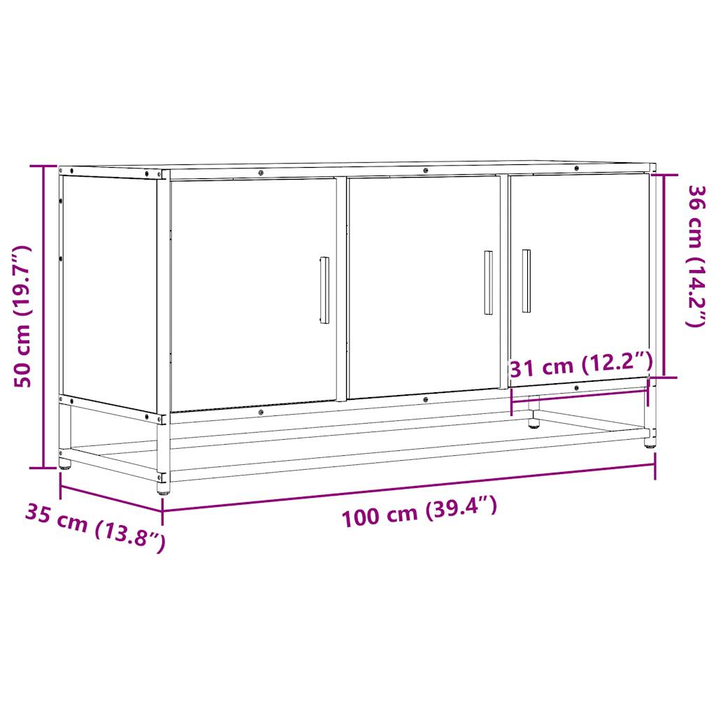 TV Cabinet Black 100x35x50 cm Engineered Wood and Metal
