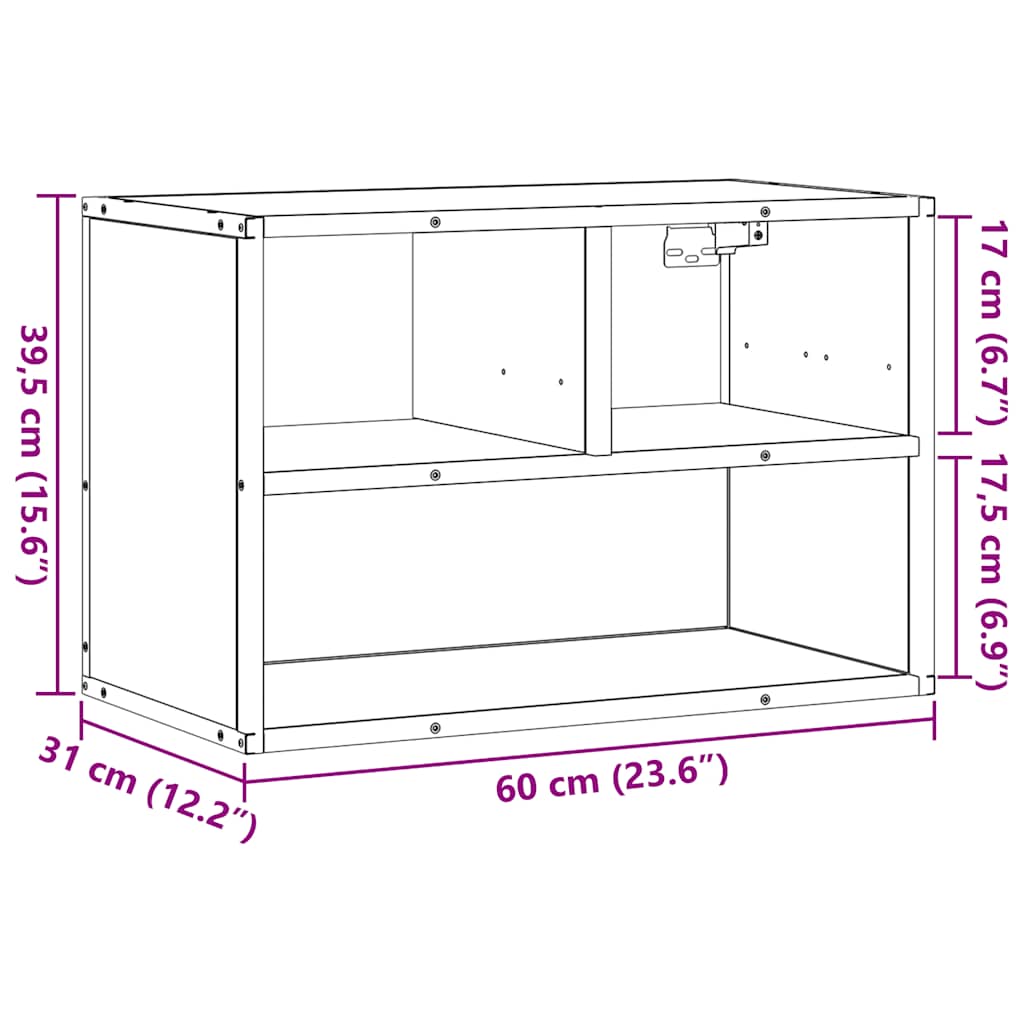 TV Cabinet Sonoma Oak 60x31x39.5 cm Engineered Wood and Metal