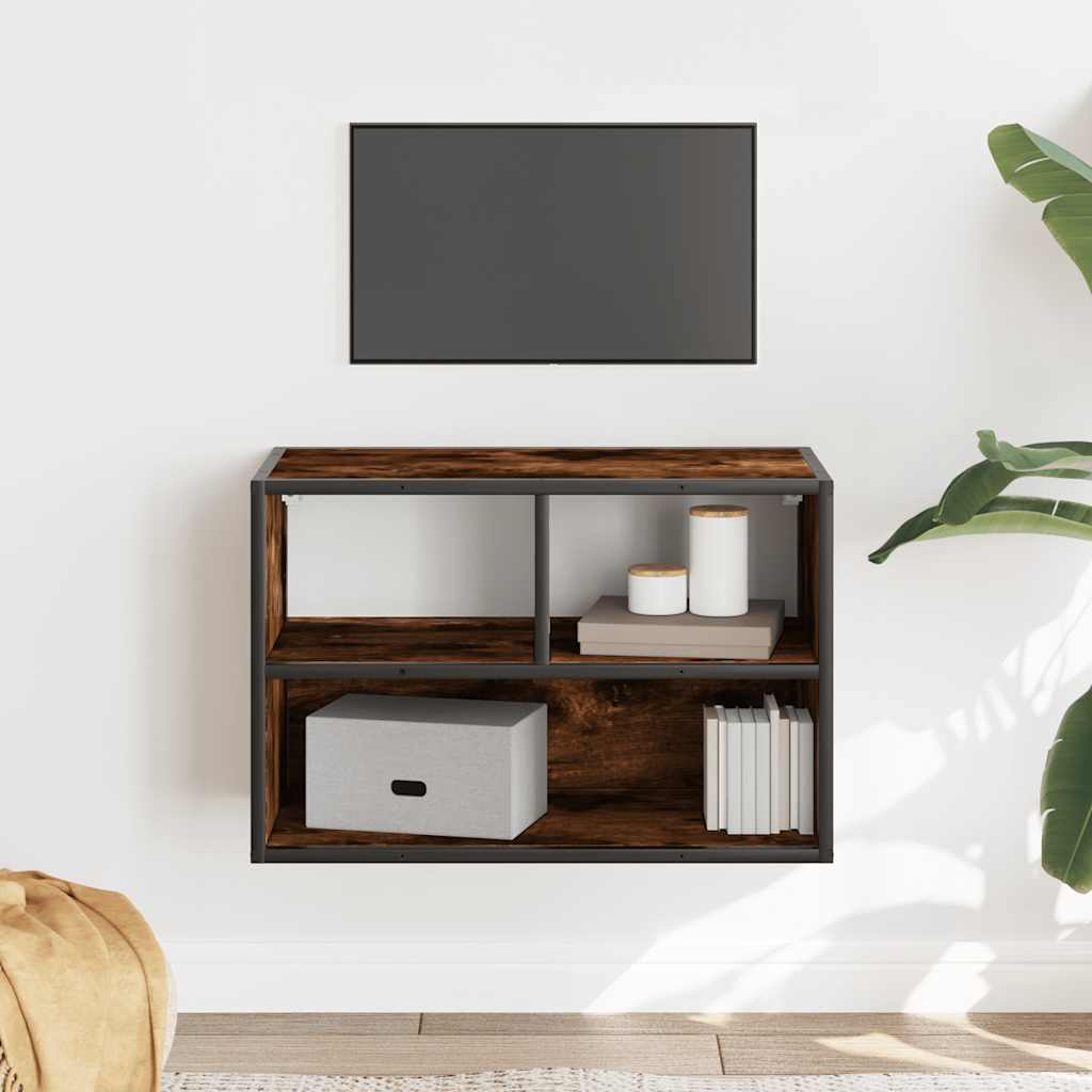 TV Cabinet Smoked Oak 60x31x39.5 cm Engineered Wood and Metal