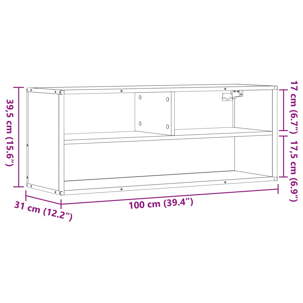 TV Cabinet Grey Sonoma 100x31x39.5 cm Engineered Wood and Metal
