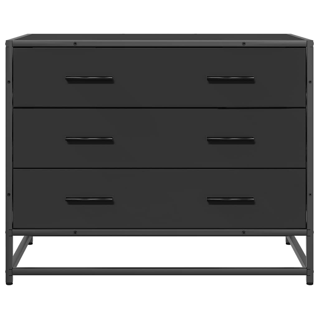 Black Engineered Wood Drawer Cabinet 70x41x56 cm