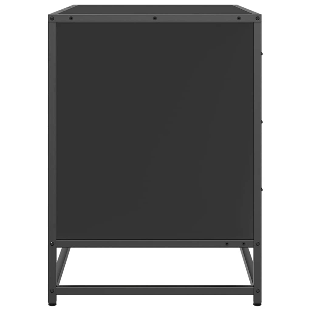 Black Engineered Wood Drawer Cabinet 70x41x56 cm