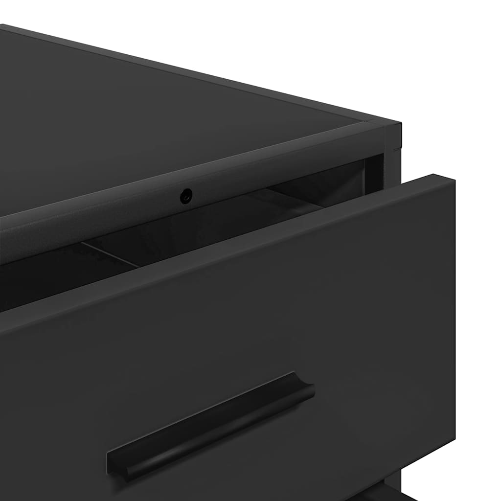 Black Engineered Wood Drawer Cabinet 70x41x56 cm