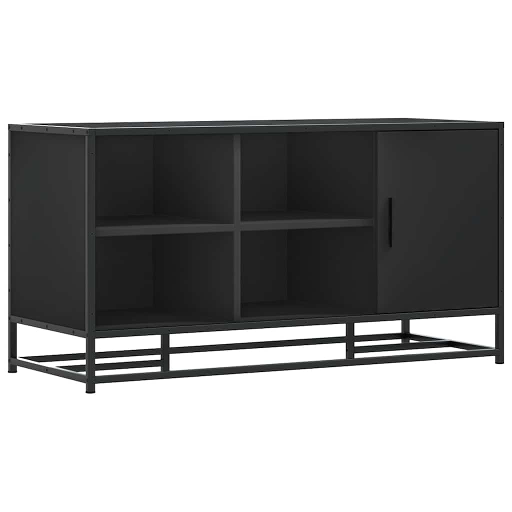 Black Shoe Bench - Engineered Wood & Metal 100x40x53.5 cm