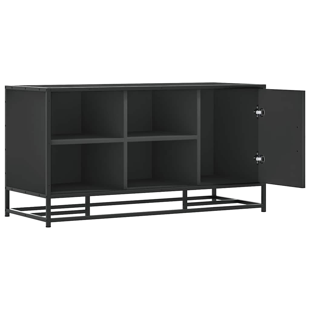 Black Shoe Bench - Engineered Wood & Metal 100x40x53.5 cm