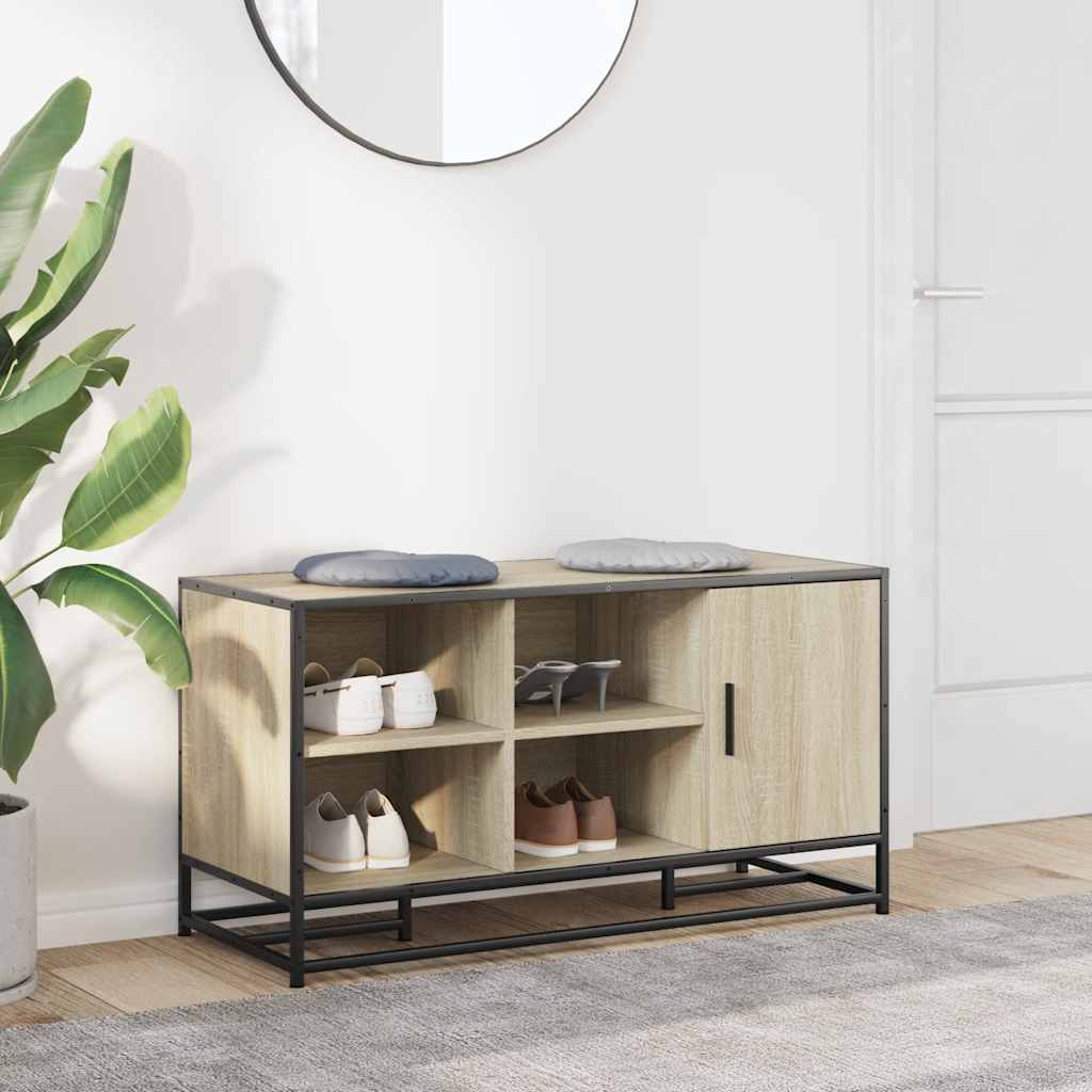 Sonoma Oak Shoe Bench 100x40x53.5 cm | Engineered Wood & Metal