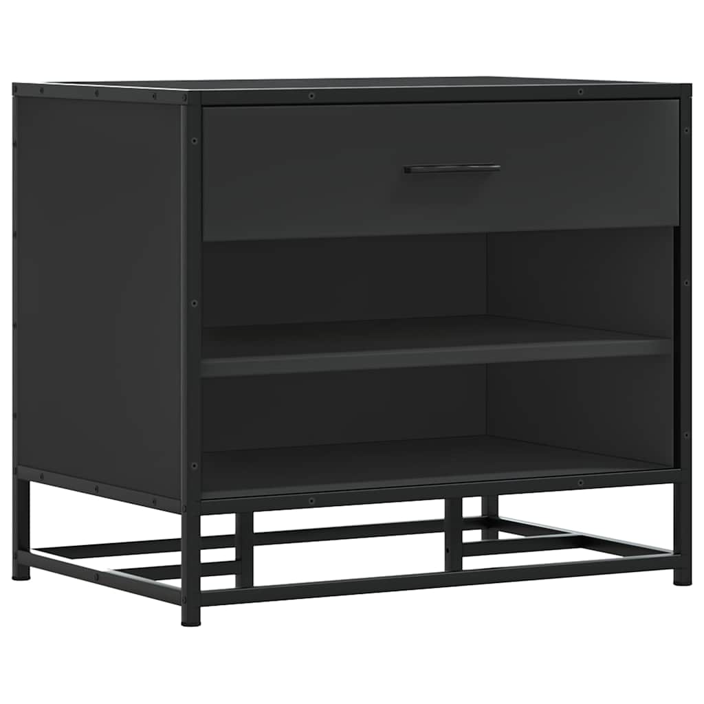 Stylish Black Shoe Bench: 60x40x53.5 cm Wood & Metal Design