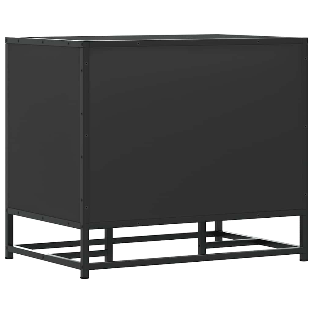 Stylish Black Shoe Bench: 60x40x53.5 cm Wood & Metal Design