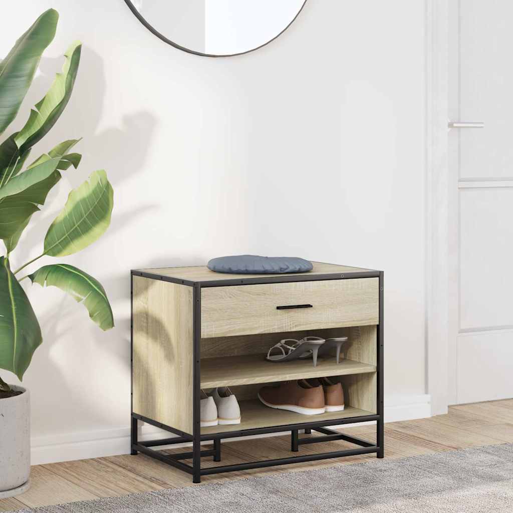 Sonoma Oak Shoe Bench 60x40x53.5 cm | Engineered Wood & Metal