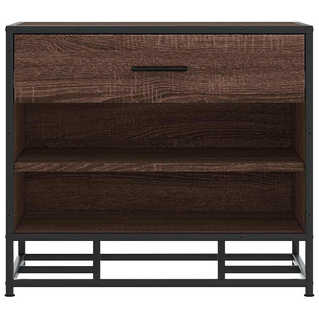 Brown Oak Shoe Bench 60x40x53.5 cm | Engineered Wood & Metal