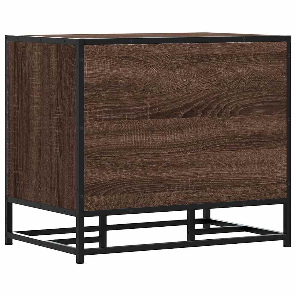 Brown Oak Shoe Bench 60x40x53.5 cm | Engineered Wood & Metal