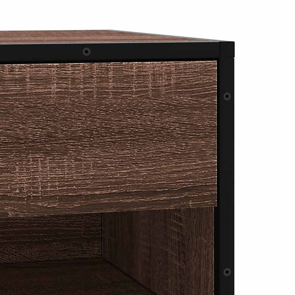 Brown Oak Shoe Bench 60x40x53.5 cm | Engineered Wood & Metal
