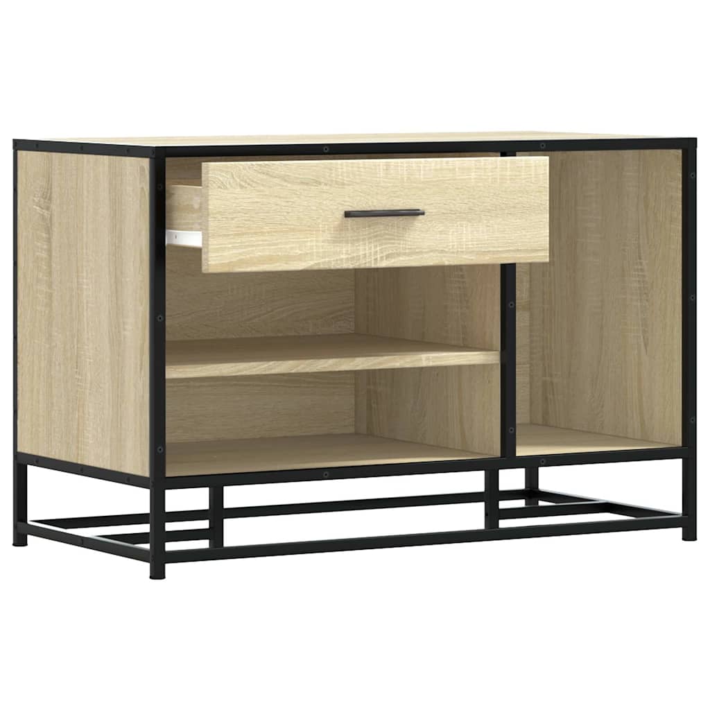Sonoma Oak Shoe Bench 80x40x53.5cm | Engineered Wood & Metal