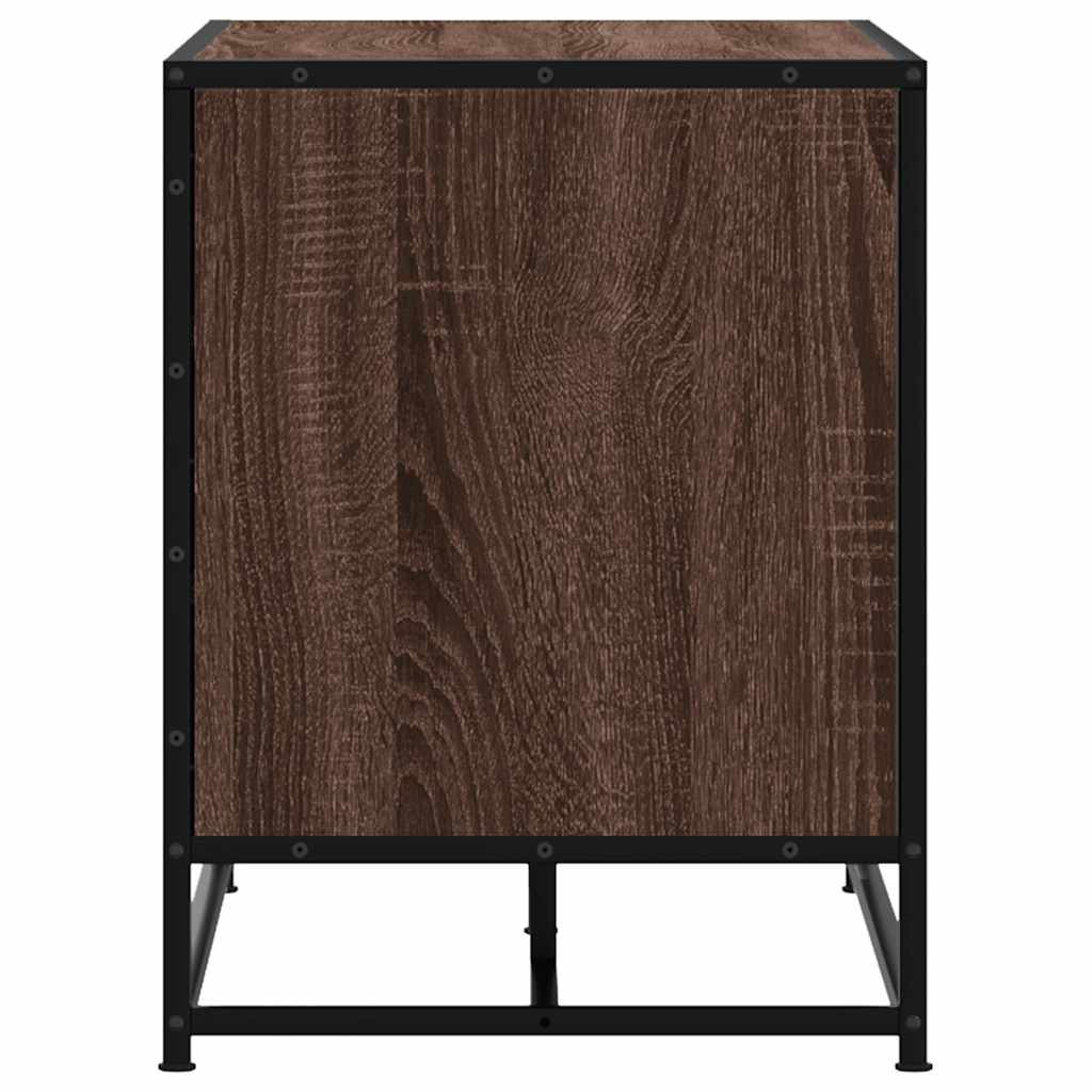 Stylish Brown Oak Shoe Bench - 80x40x53.5cm Engineered Wood & Metal