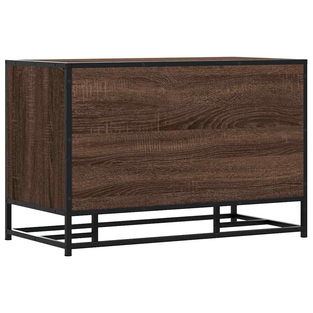 Stylish Brown Oak Shoe Bench - 80x40x53.5cm Engineered Wood & Metal