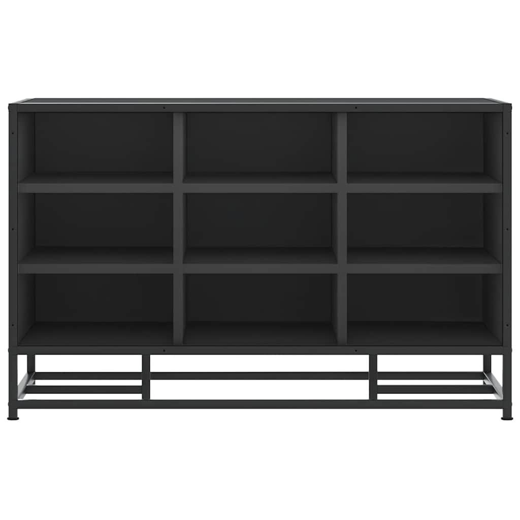Sleek Black Shoe Bench 84x40x53.5 cm | Engineered Wood & Metal
