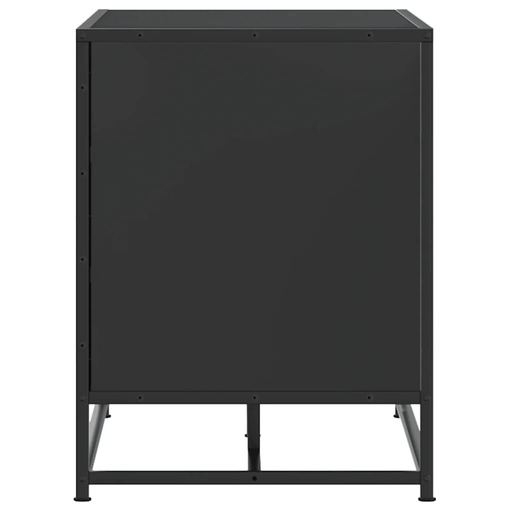 Sleek Black Shoe Bench 84x40x53.5 cm | Engineered Wood & Metal