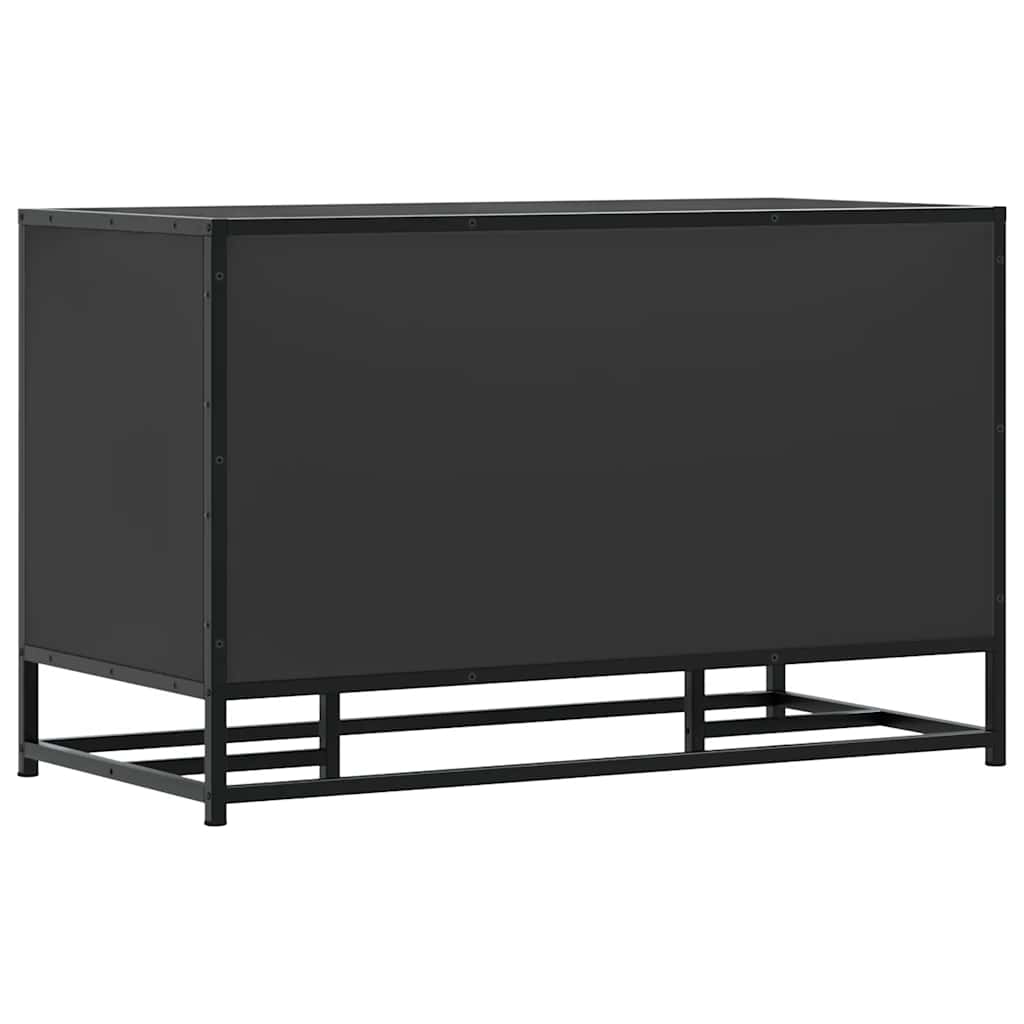 Sleek Black Shoe Bench 84x40x53.5 cm | Engineered Wood & Metal