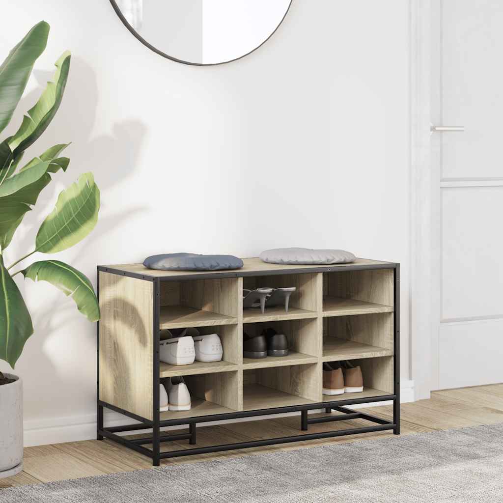 Sonoma Oak Shoe Bench 84x40x53.5 cm - Engineered Wood & Metal