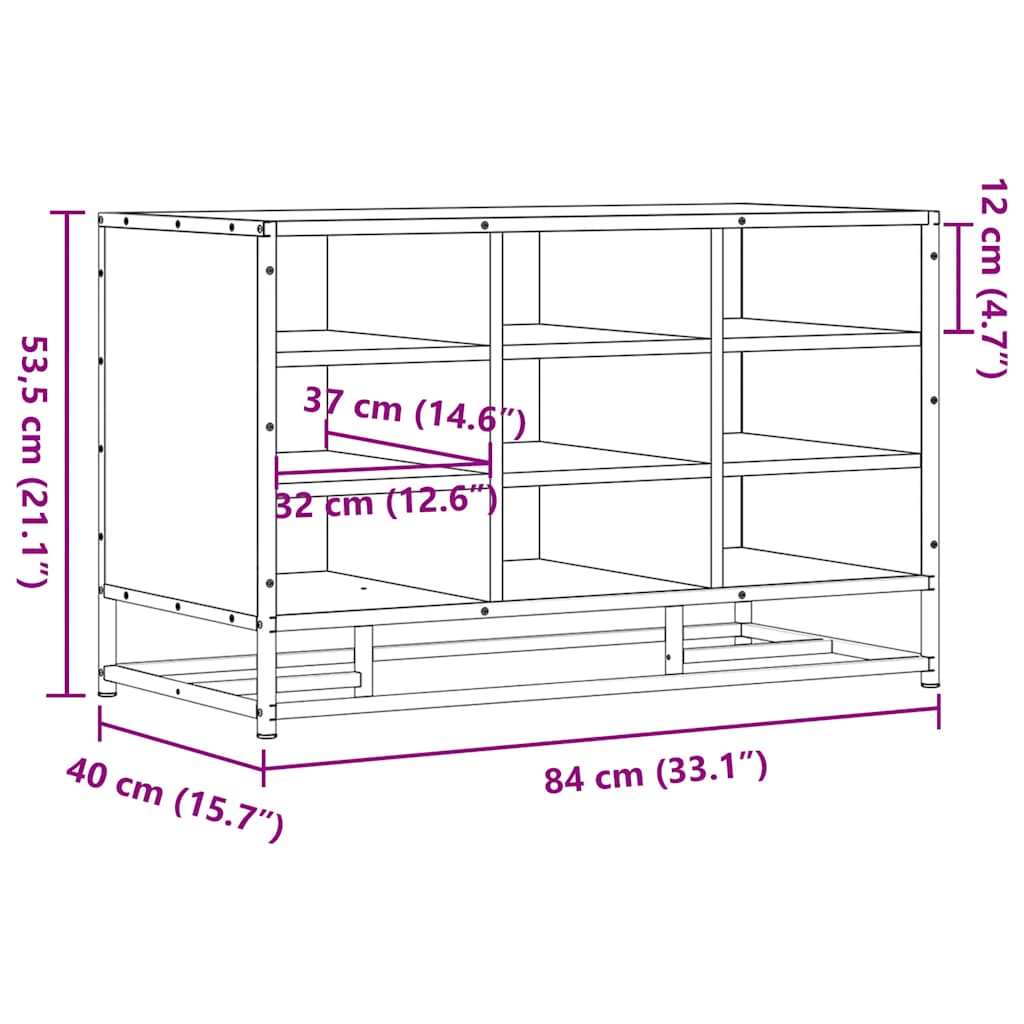 Sonoma Oak Shoe Bench 84x40x53.5 cm - Engineered Wood & Metal