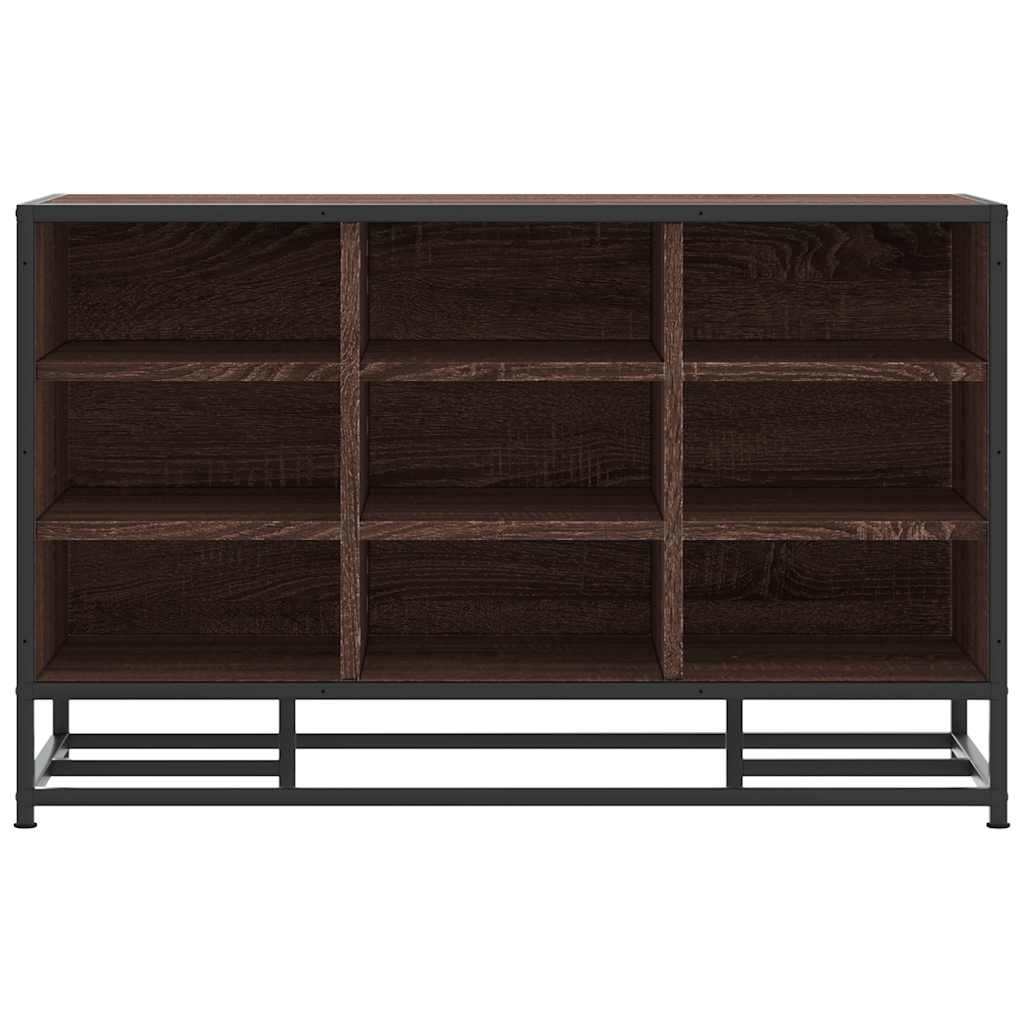 Brown Oak Shoe Bench - 84x40x53.5 cm, Engineered Wood & Metal