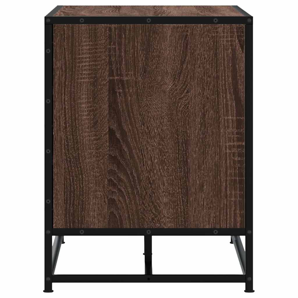 Brown Oak Shoe Bench - 84x40x53.5 cm, Engineered Wood & Metal