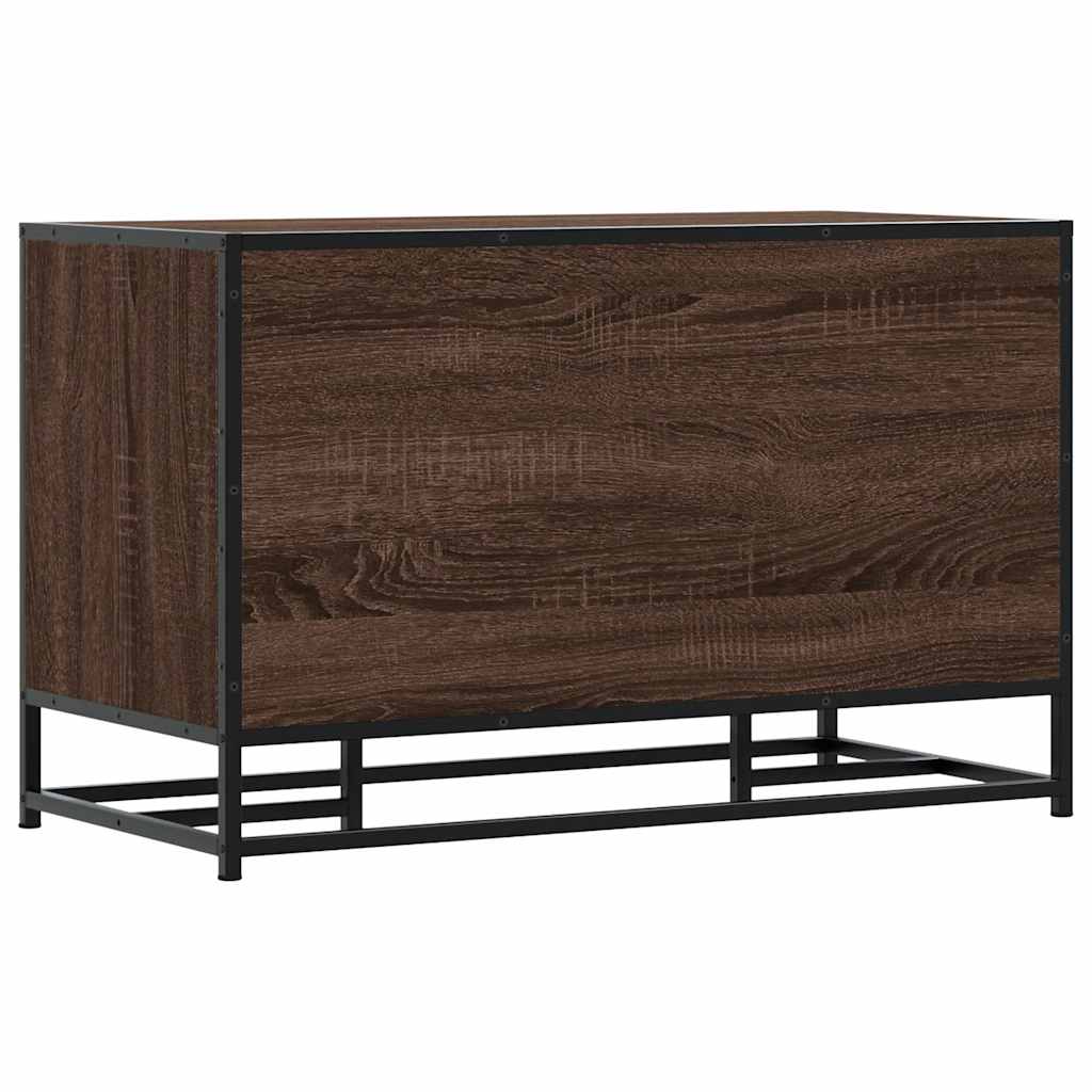 Brown Oak Shoe Bench - 84x40x53.5 cm, Engineered Wood & Metal