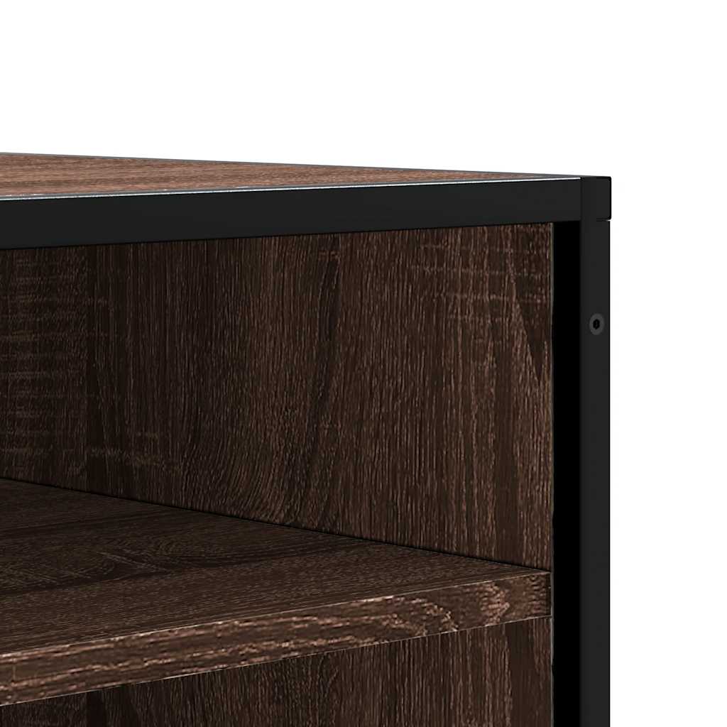 Brown Oak Shoe Bench - 84x40x53.5 cm, Engineered Wood & Metal