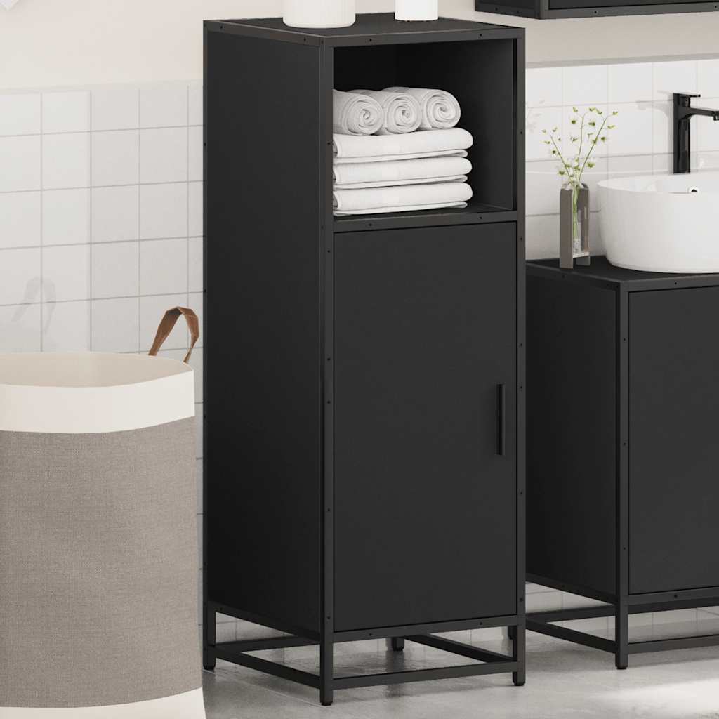 Sleek Black Bathroom Cabinet 35x37.5x100 cm - Engineered Wood