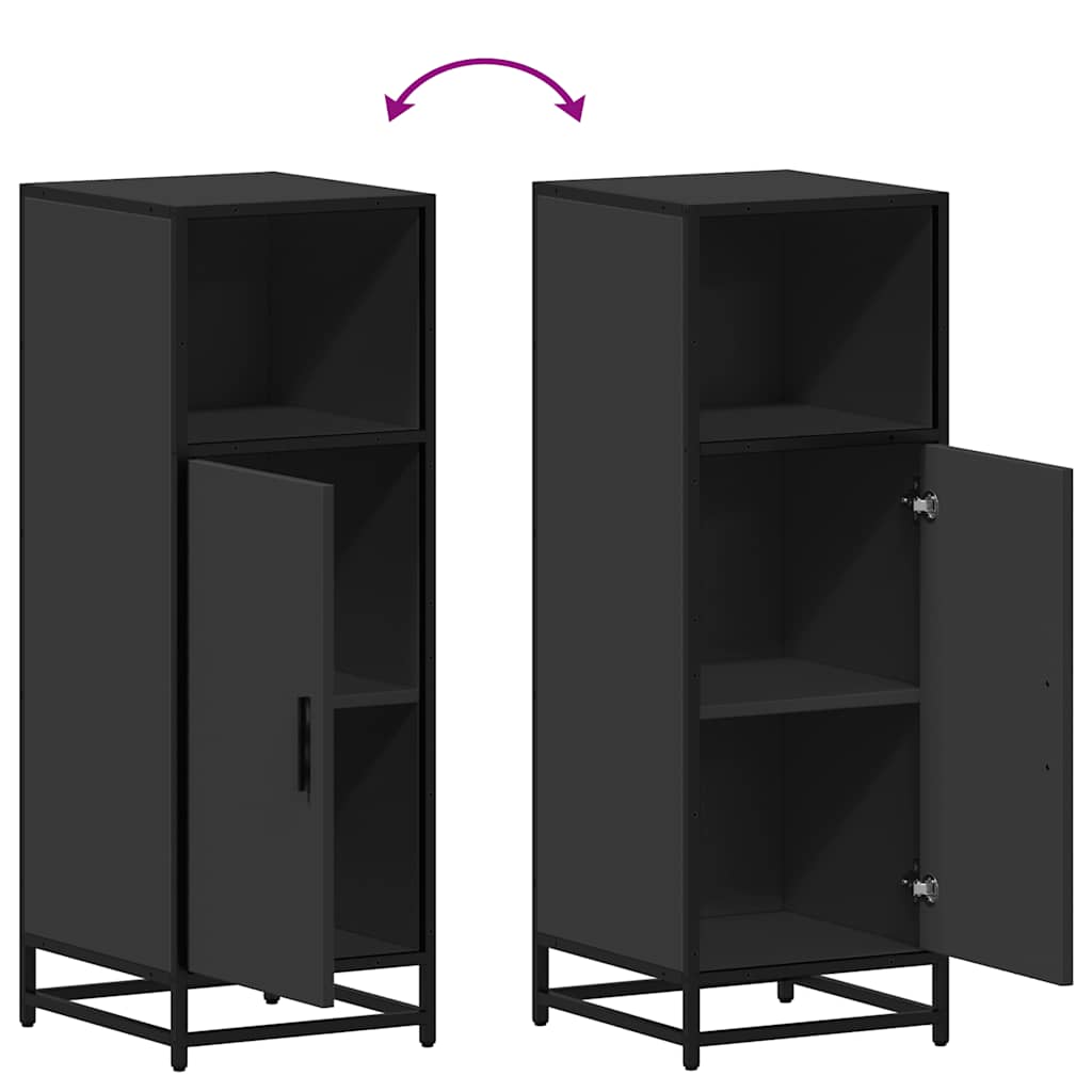 Sleek Black Bathroom Cabinet 35x37.5x100 cm - Engineered Wood