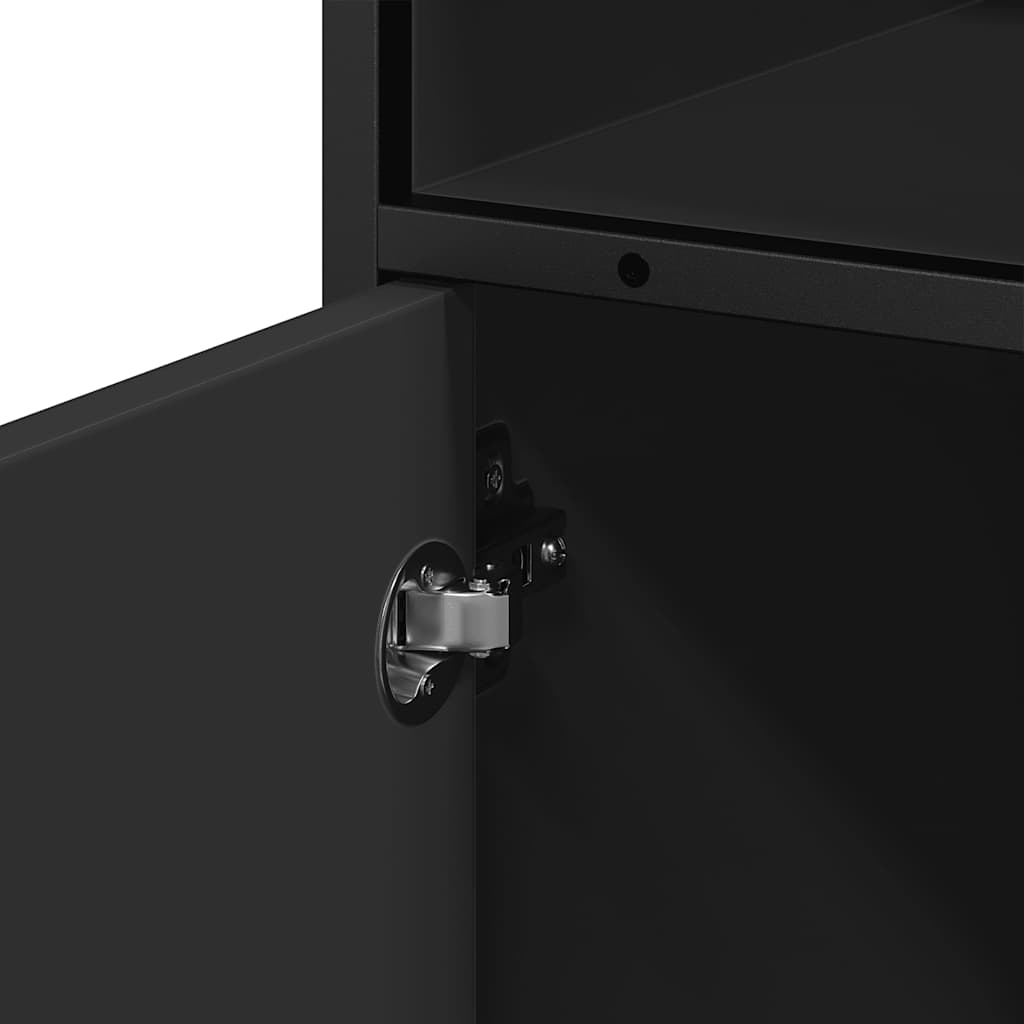Sleek Black Bathroom Cabinet 35x37.5x100 cm - Engineered Wood