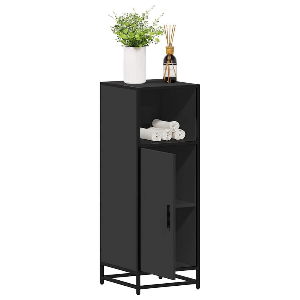 Sleek Black Bathroom Cabinet 35x37.5x100 cm - Engineered Wood