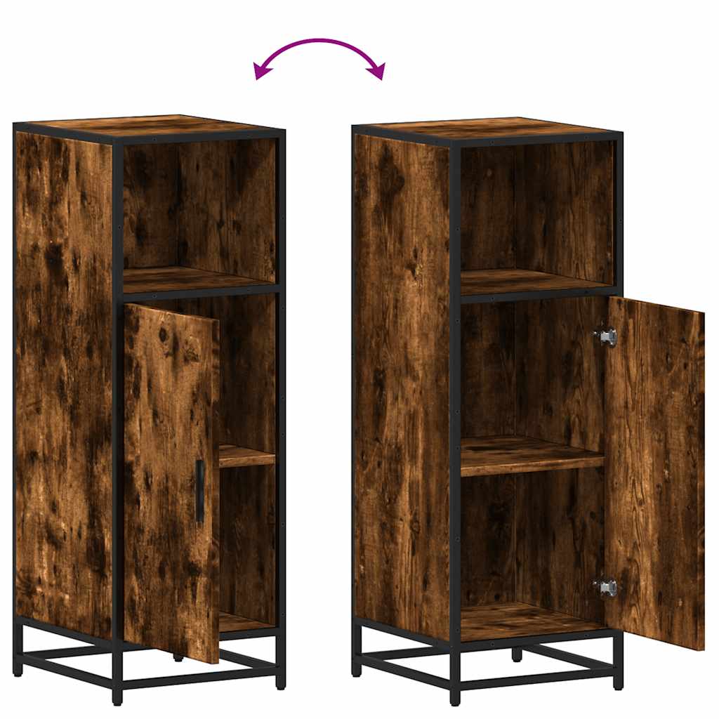 Smoked Oak Bathroom Cabinet 35x37.5x100cm - Engineered Wood
