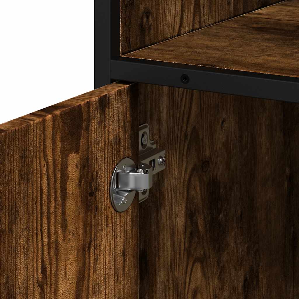Smoked Oak Bathroom Cabinet 35x37.5x100cm - Engineered Wood