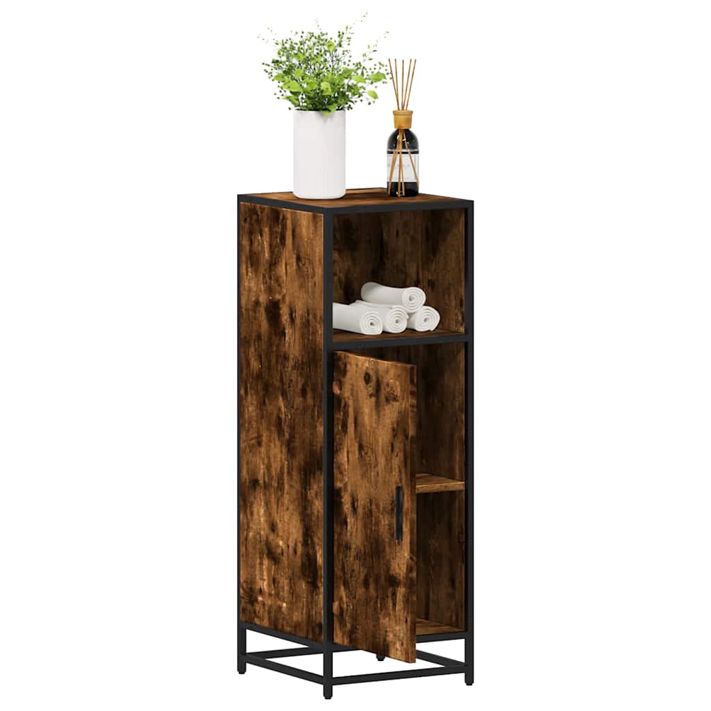 Smoked Oak Bathroom Cabinet 35x37.5x100cm - Engineered Wood