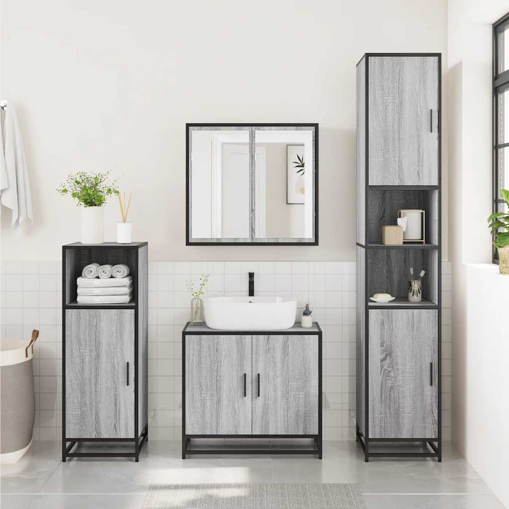 Grey Sonoma Bathroom Cabinet 35x37.5x100 cm - Engineered Wood