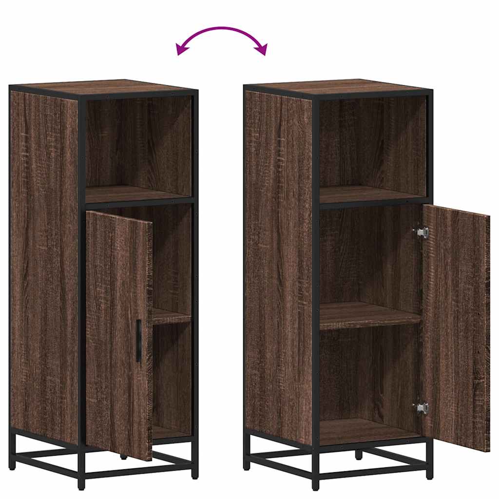 Brown Oak Bathroom Cabinet – 35x37.5x100 cm Engineered Wood