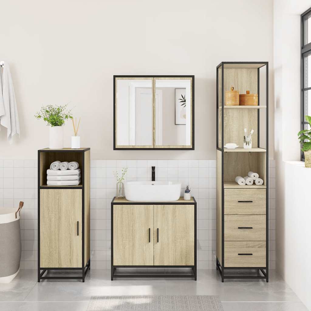 Sonoma Oak Bathroom Cabinet - 35x37.5x166 cm Engineered Wood